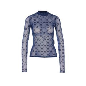 Marine Serre Women Moonogram Mesh Flock Second Skin Highneck Top